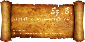 Szoták Bonaventúra névjegykártya